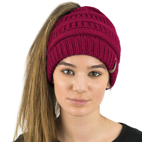 burgundy hat ponytail hole