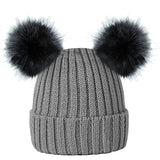 grey hats for sale with twin pom pom