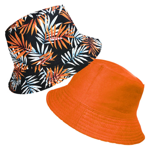 Reversible Palm Print Festival Cotton Bucket Hat