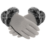 Ladies Stylish Touchscreen Gloves with Faux Fur Cuff