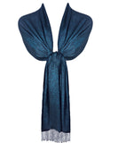 Glitter Sparkle Evening Shawl with Tassel Finishing