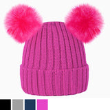 beanies for girls with twin pom pom