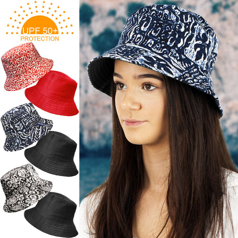 Reversible Cotton Batik Print Bucket Sun Hat