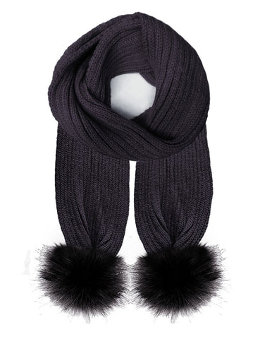 pom pom scarf black