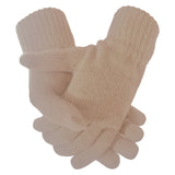 cream knitted gloves for ladies