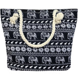 black ethnic print beach bags in bulk