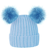 Girls Plain Winter Pom Pom Beanie Hat