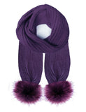 purple pom pom fur scarf