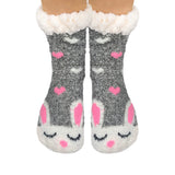 Fun Super Soft Animal Fleece Lined Bed Slipper Socks
