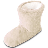 plain womens slipper boots cream