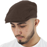 Plain Brushed Cotton Elasticated Flat Cap