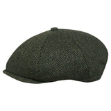 8 Panel Herringbone Wool Blend Baker Boy Cap
