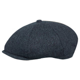 8 Panel Herringbone Wool Blend Baker Boy Cap