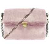Plain Bold Bright Fluffy Faux Fur Over Shoulder Clutch Bag