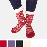 Fairisle Christmas Slipper Socks with Fleece Lining