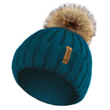 Rib Knitted Beanie hat with Detachable Chunky Pom Pom