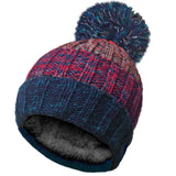 navy fleece lined cable knit hat