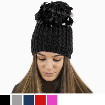 sequin beanie hat in various colours