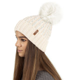 cream winter beanie hat