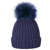 navy child's knitted bobble hat