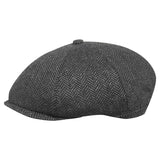 8 Panel Herringbone Wool Blend Baker Boy Cap