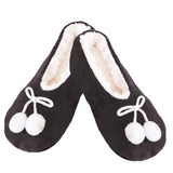 black fluffy slippers with pom pom
