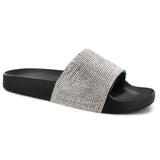 black womens slides with glitter arch