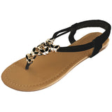 Open Toe Thong Sandals with Decorative Jewel