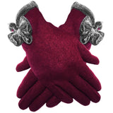 burgundy ladies winter hand gloves