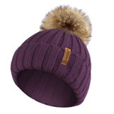 Rib Knitted Beanie hat with Detachable Chunky Pom Pom