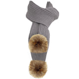 grey double pom pom scarf
