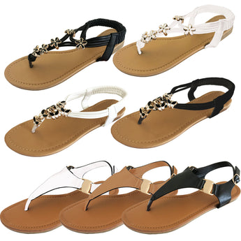 Plain Leather Look Open Toe Sandals