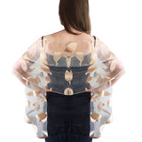 leaf print evening shawl gold