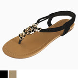 Open Toe Thong Sandals with Decorative Jewel