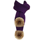purple pom pom fur scarf