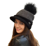 black peaked beanie hats uk