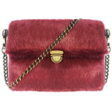 Plain Bold Bright Fluffy Faux Fur Over Shoulder Clutch Bag