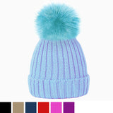 plain childrens pom pom hats for winter