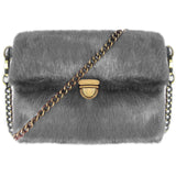 Plain Bold Bright Fluffy Faux Fur Over Shoulder Clutch Bag