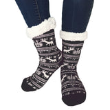 Fairisle Christmas Slipper Socks with Fleece Lining