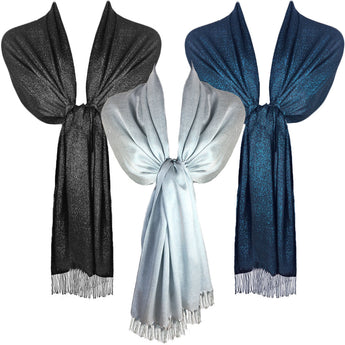 Glitter Sparkle Evening Shawl with Tassel Finishing
