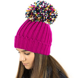 pink winter beanie hat for women