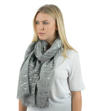 womens lightweight grey printed scarves