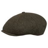 8 Panel Herringbone Wool Blend Baker Boy Cap