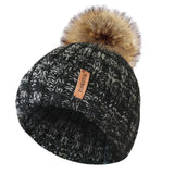 Rib Knitted Beanie hat with Detachable Chunky Pom Pom