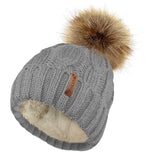 Chunky Cable Knit Beanie Hat with Detachable Pom Pom