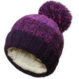 purple fleece lined pom hat