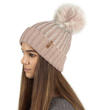 stylish winter hats - mink glitter beanie hat