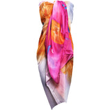 bright orange sarong wrap dress