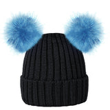 black girls winter hats with double pom pom